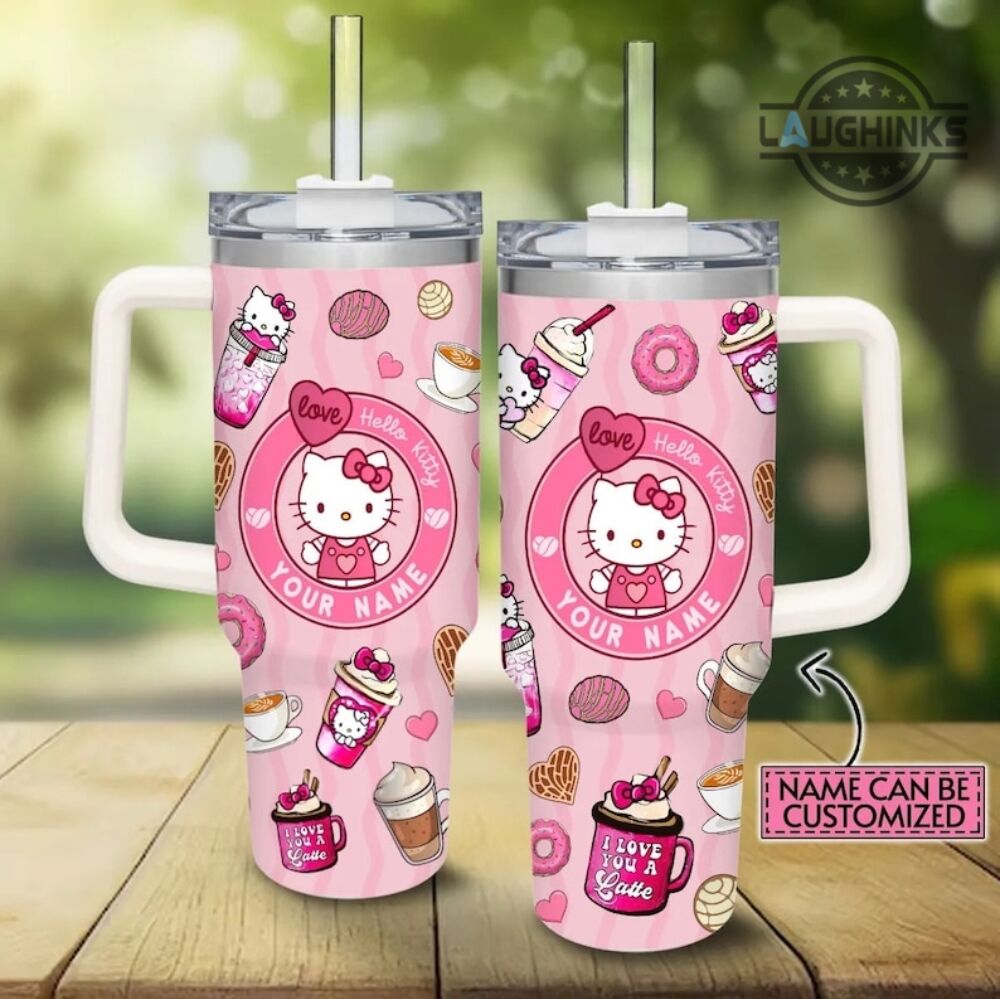 hello kitty tumbler hello kitty 40oz stainless steel stanley cup christmas gift for coffee lovers custom sanrio hello kitty i love you a latte laughinks 1
