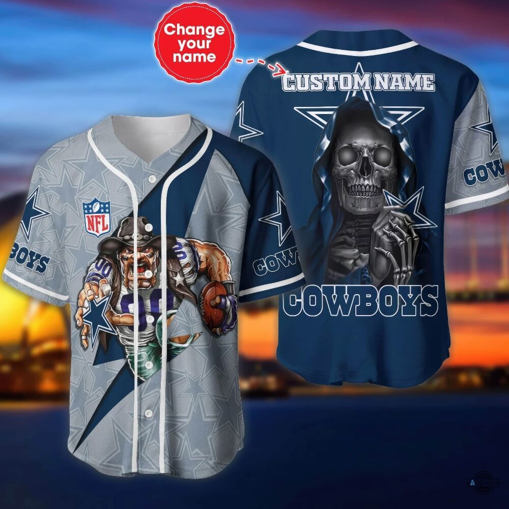 dallas cowboys the reaper custom name baseball jersey shirt mens womens all over printed football shirts nflgame day gift for fans laughinks 1