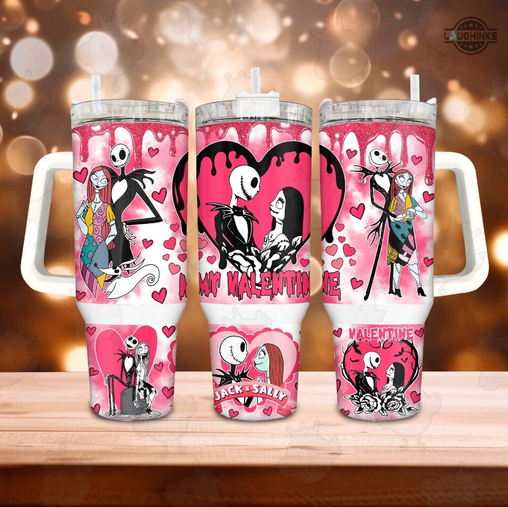 valentine stanley cup 40 oz nightmare before christmas couple valentines day gift disney 40oz jack and sally skellington stainless steel travel tumblers laughinks 1 1
