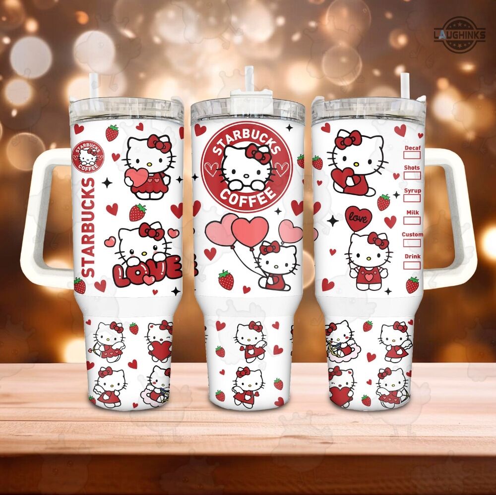 starbucks valentines cups 2024 x hello kitty sanrio 40oz stanley tumbler dupe the melody stainless steel tumbler 40 oz with handle pink valentines day gift for couple laughinks 1