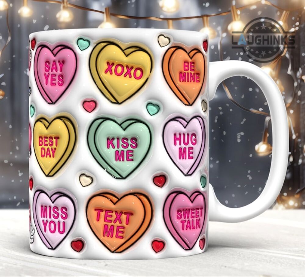 valentine mugs 11oz 15oz 3d puffy valentine conversation hearts ceramic coffee cups pink valentine funny be mine xoxo travel mugs laughinks 1