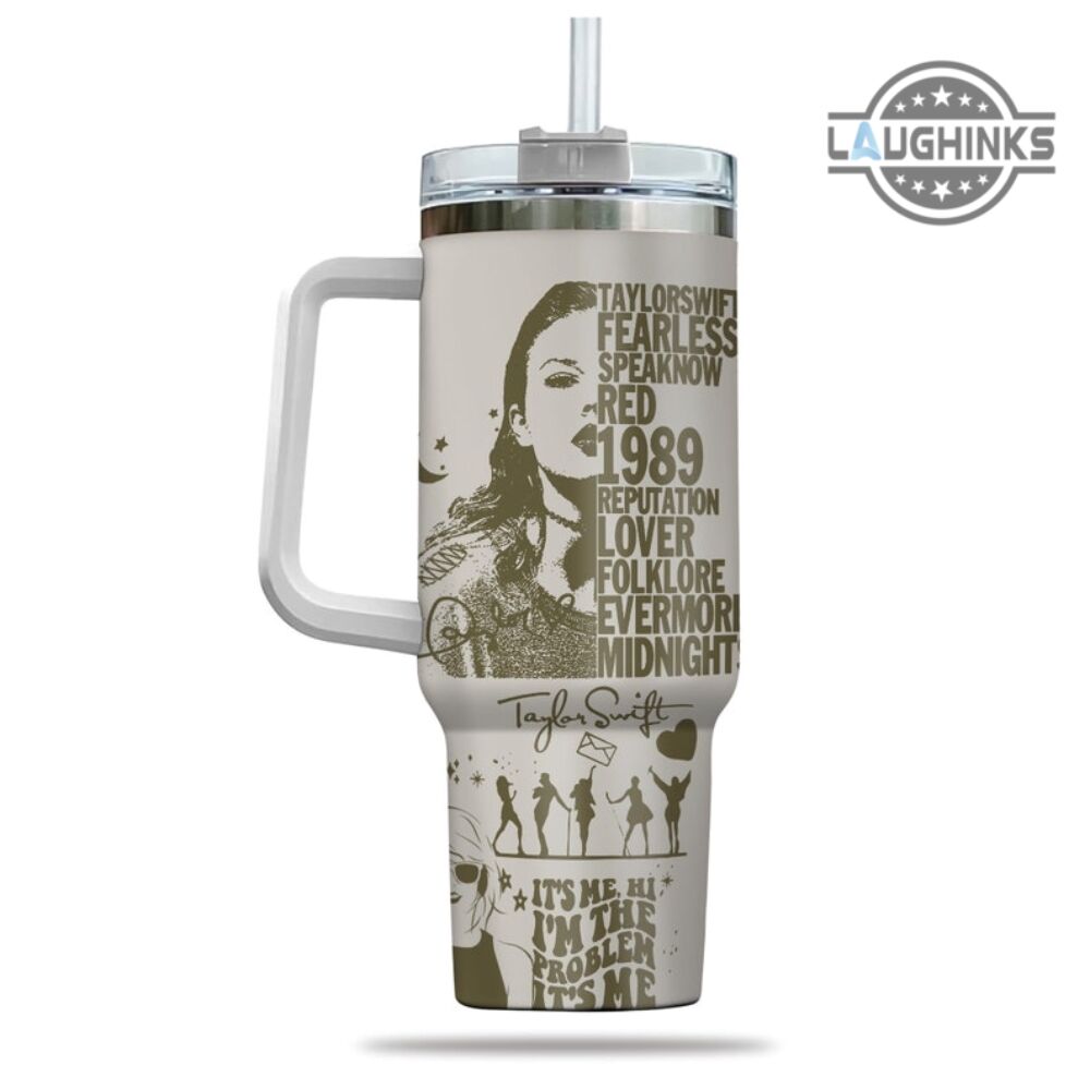 taylor swift lover stanley 40oz cup dupe taylors version album cover engraved tumblers 1989 eras tour 2023 travel cups swifties gift laughinks 1