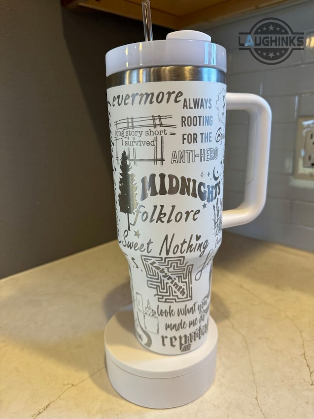 Laser Engraved Taylor Swift Tumbler With Handle, Stanley, Eras Tour
